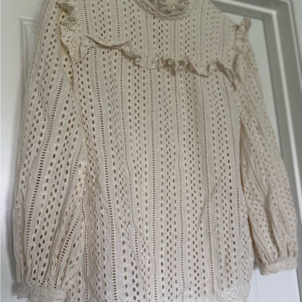 Madewell Elegant Cream Lace Blouse